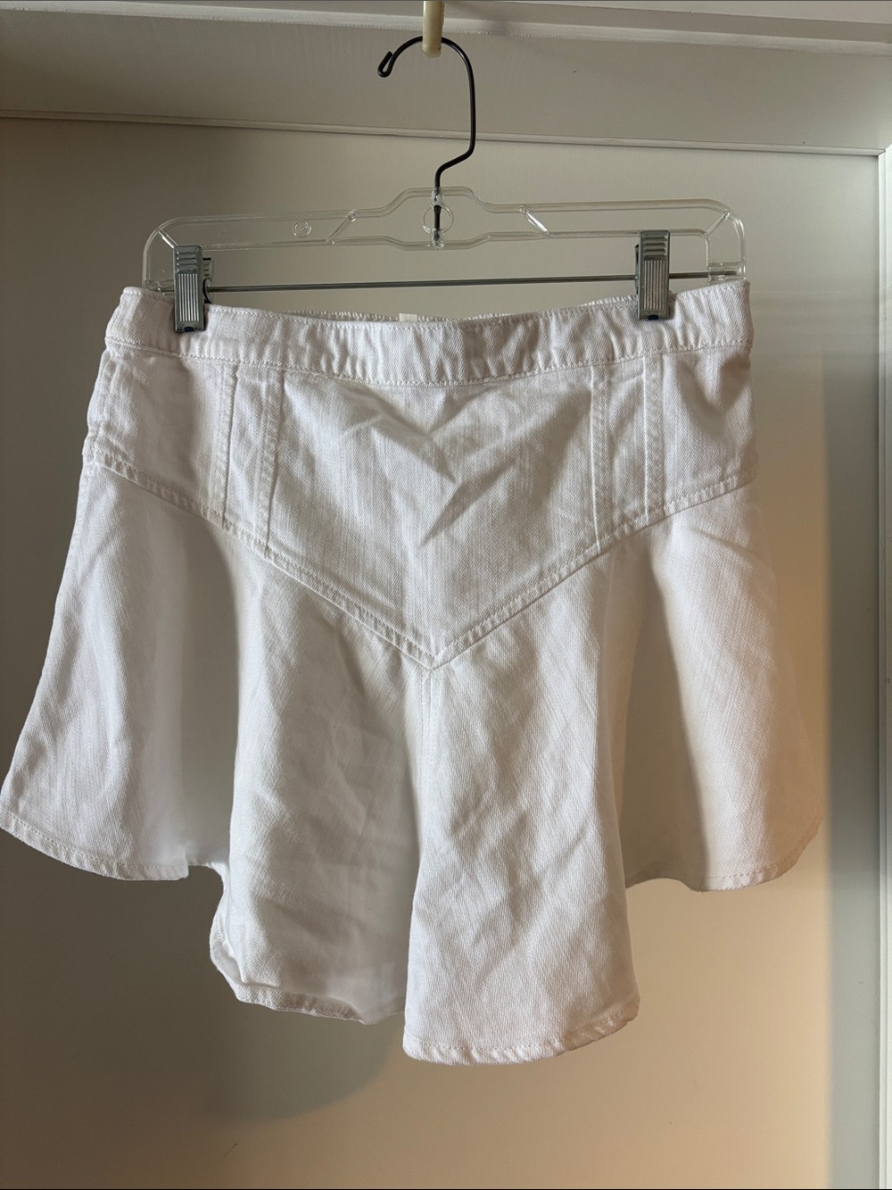 aerie White Flared Mini Skirt with V-Paneled Waist